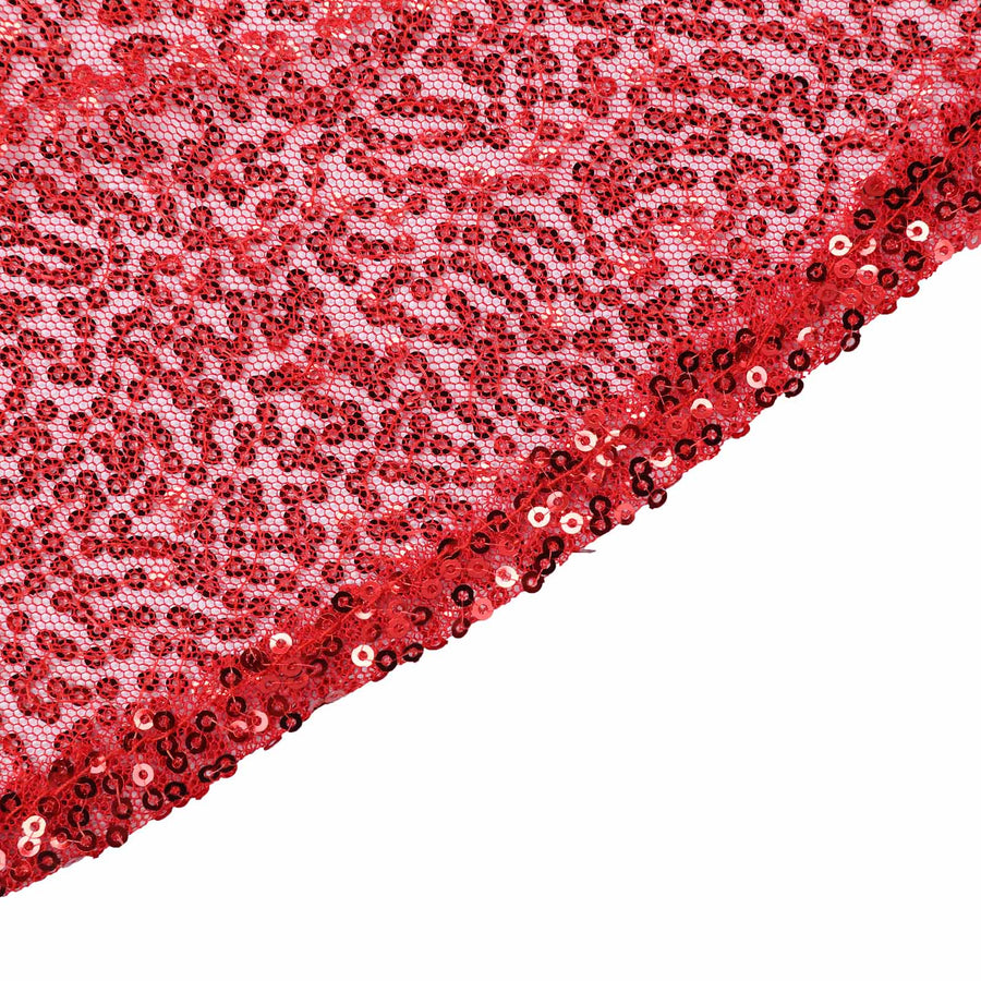 90 inch x 132 inch Red Premium Sequin Rectangle Tablecloth