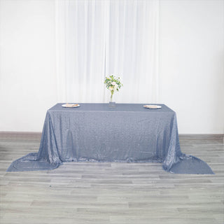 Elevate Your Event with the Dusty Blue Seamless Premium Sequin Rectangle Tablecloth