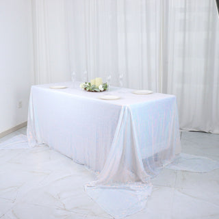 Elevate Your Event with the Iridescent Blue Sequin Rectangle Tablecloth