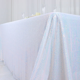Unleash the Elegance with the Iridescent Blue Sequin Rectangle Tablecloth