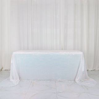Create an Unforgettable Experience with the Iridescent Blue Sequin Rectangle Tablecloth