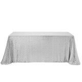 90x156" Silver Premium Sequin Rectangle Tablecloth