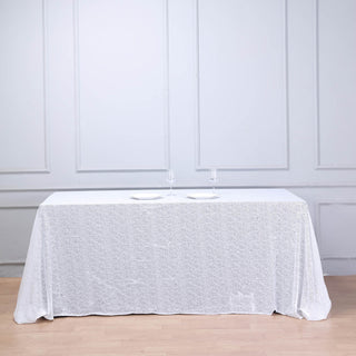Elevate Your Event with the 90x156 White Seamless Premium Sequin Rectangle Tablecloth