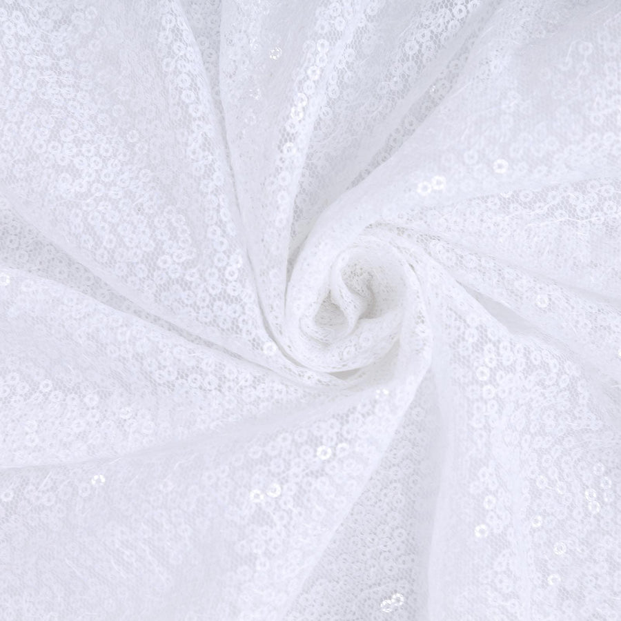 90x156" White Premium Sequin Rectangle Tablecloth#whtbkgd