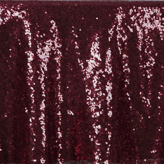 Add a Touch of Luxury with the Burgundy Seamless Premium Sequin Round Tablecloth