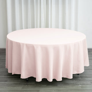 Elevate Your Event with the Blush 108" Seamless Polyester Round Tablecloth