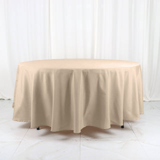 Elevate Your Event Decor with the 108" Nude Seamless Polyester Round Tablecloth