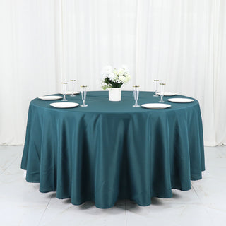 Add Elegance to Your Event with the Peacock Teal Round Tablecloth