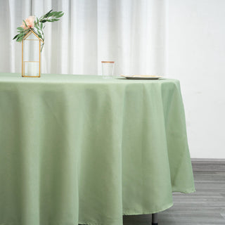 Unleash Your Creativity with the 108" Sage Green Seamless Polyester Round Tablecloth