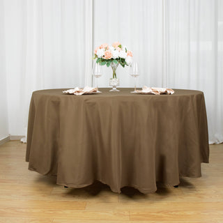 Elevate Your Event Decor with the Taupe Seamless Polyester Round Tablecloth