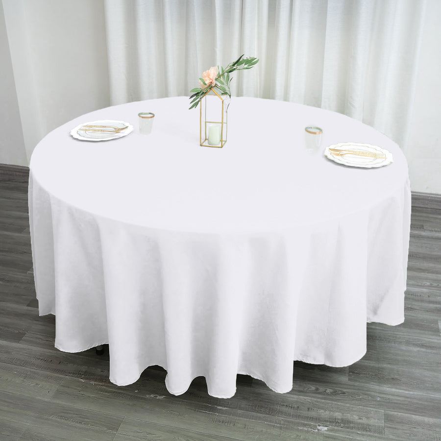 108inch White Polyester Round Tablecloth