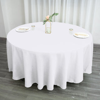 Create Unforgettable Memories with our White Seamless Polyester Round Tablecloth