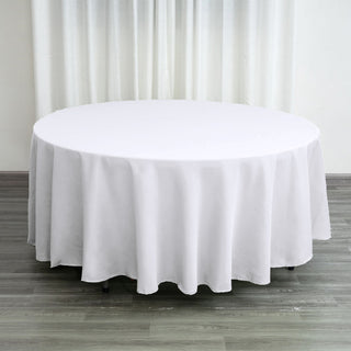 Elegant White Seamless Polyester Round Tablecloth