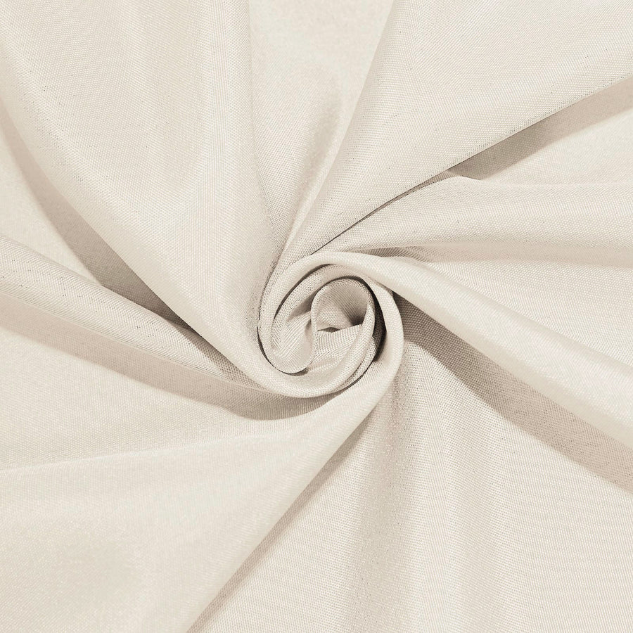 120" Beige Polyester Round Tablecloth#whtbkgd