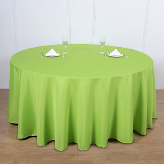 Elevate Your Event with the Apple Green 120-Inch Round Tablecloth