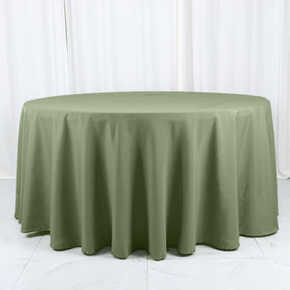 Elevate Your Event with the 120" Dusty Sage Green Seamless Polyester Round Tablecloth