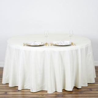 Elegant Ivory Seamless Polyester Round Tablecloth for a Timeless Look