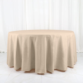 Elevate Your Event Decor with the 120" Nude Seamless Polyester Round Tablecloth