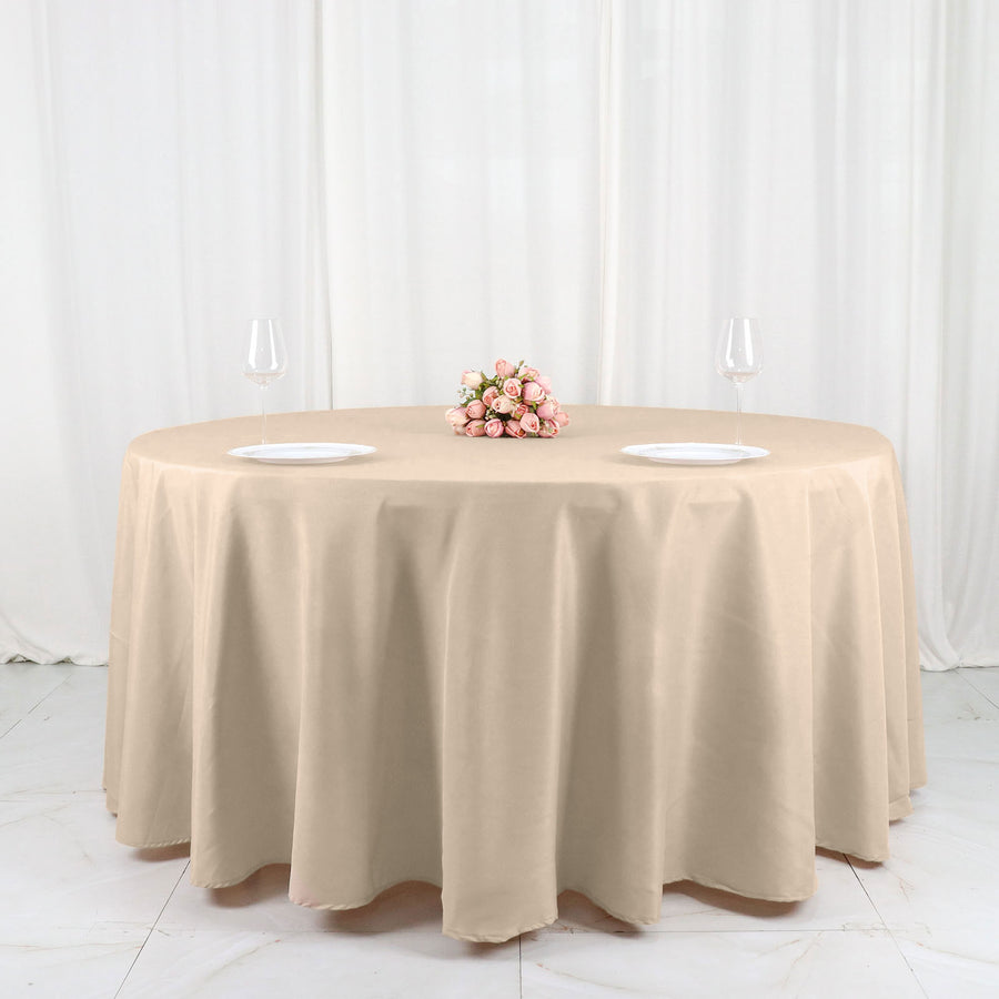 120inch Nude Polyester Round Tablecloth