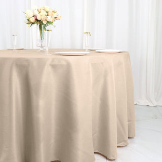 Create Unforgettable Moments with the 120" Nude Seamless Polyester Round Tablecloth