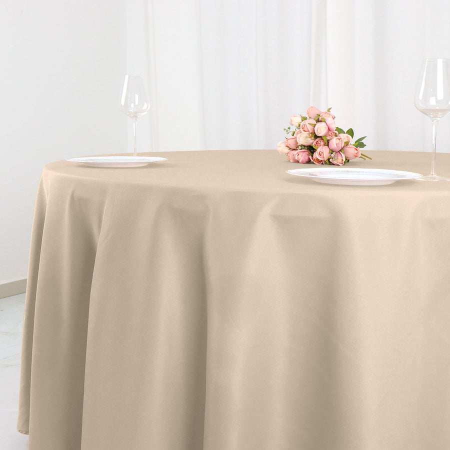 120inch Nude Polyester Round Tablecloth