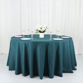Elevate Your Events with the Peacock Teal Polyester Round Tablecloth