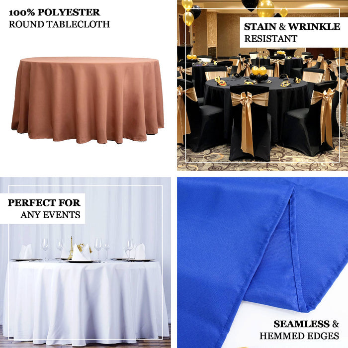 132inch Black 190 GSM Seamless Premium Polyester Round Tablecloth