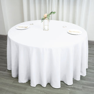 Elevate Your Event with the 120" White Seamless Polyester Round Tablecloth