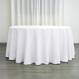 120 inch White Polyester Round Tablecloth