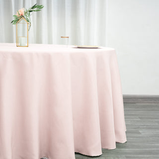 Blush Pink 132" Blush Seamless Polyester Round Tablecloth