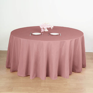 Unleash Your Creativity with the 132" Dusty Rose Seamless Polyester Round Tablecloth