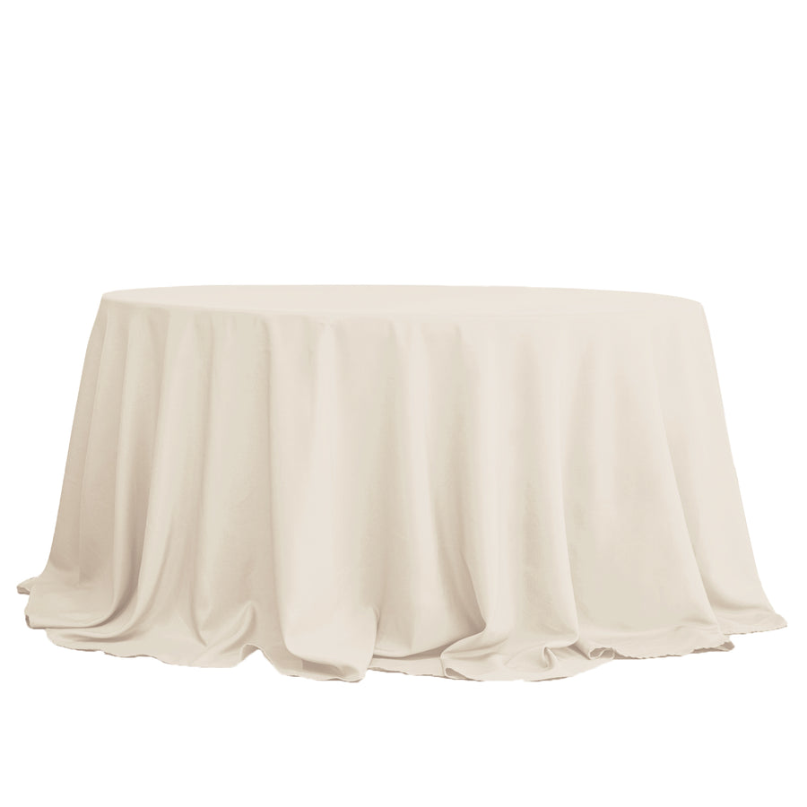 132inch Beige Seamless Polyester Round Tablecloth