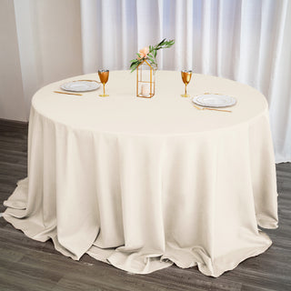 Beige Seamless Polyester Round Tablecloth