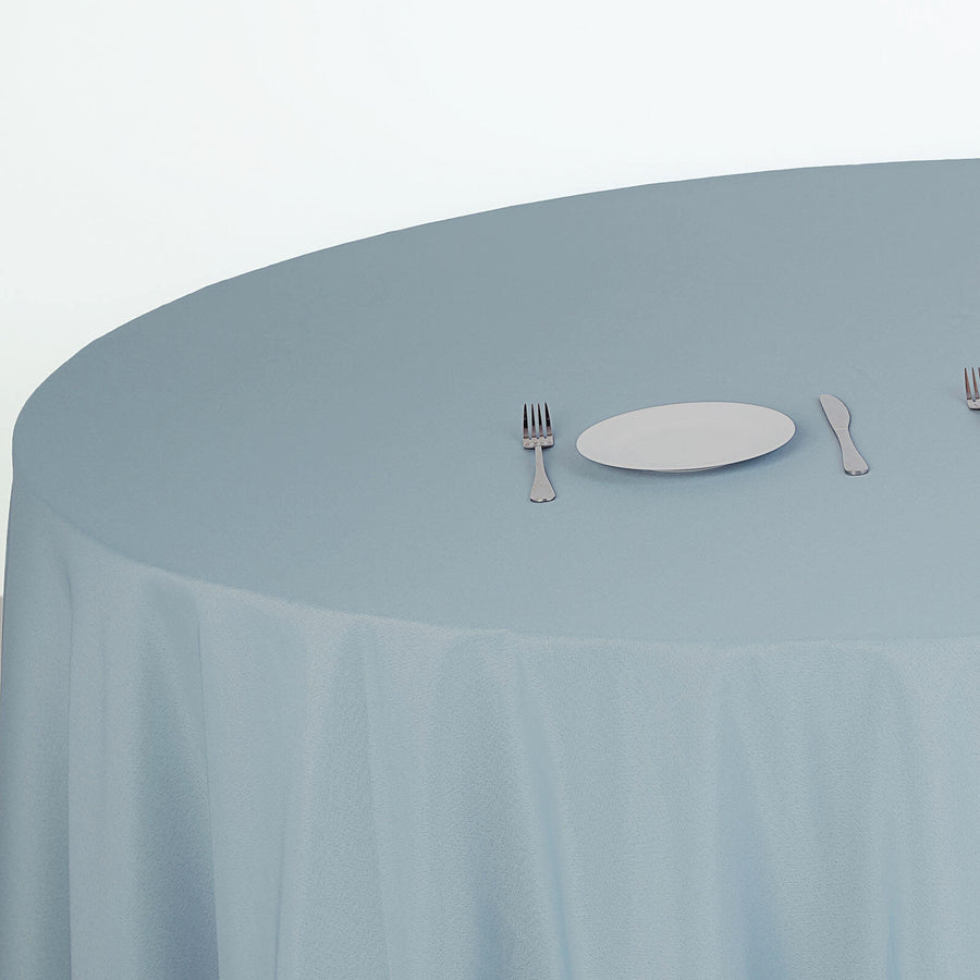 132Inch Dusty Blue Seamless Polyester Round Tablecloth