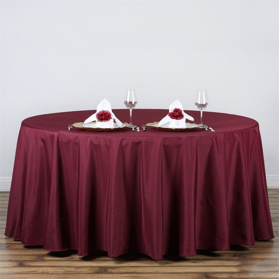 132Inch Burgundy Seamless Polyester Round Tablecloth