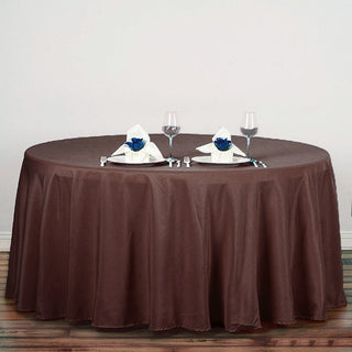 Add Elegance to Your Event with the Chocolate Seamless Polyester Round Tablecloth