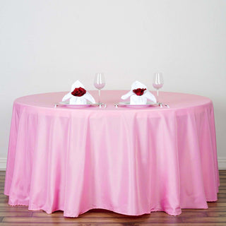 Pink Seamless Polyester Round Tablecloth - Add Elegance to Your Events