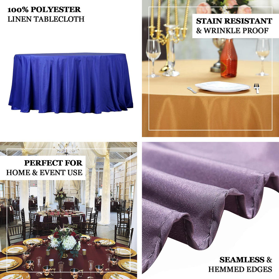 132" Royal Blue Seamless Polyester Round Tablecloth