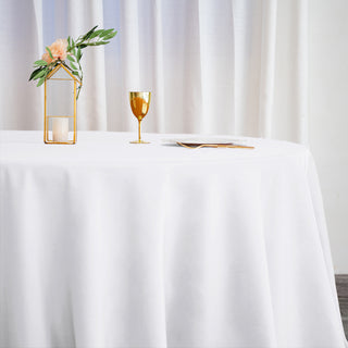 Create a Stylish and Elegant Ambiance with the White Seamless Polyester Round Tablecloth
