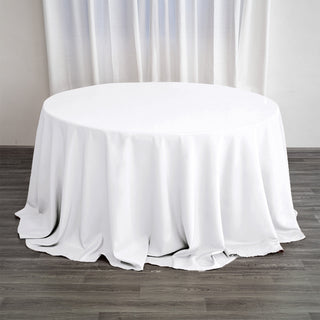 Add Elegance to Your Event with the White Seamless Polyester Round Tablecloth