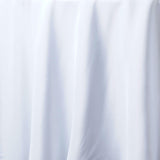 132inch White 200 GSM Seamless Premium Polyester Round Tablecloth#whtbkgd