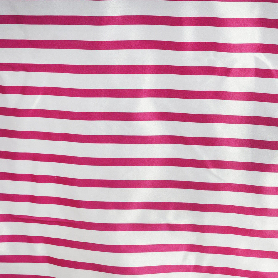 90"x132" White/Fuchsia Stripe Satin Tablecloth#whtbkgd