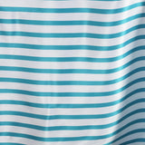 90 inch x132 inch White/Turquoise Stripe Satin Tablecloth#whtbkgd