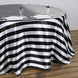 120" | 135 gsm | Black & White Stripe Premium Round Satin Tablecloth