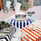 60"x102" | Stripe Satin Rectangle Tablecloth | Black & White | Seamless