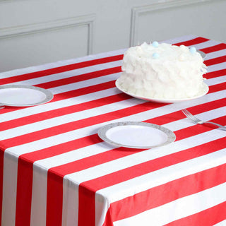Create a Striking Table Setting with the Red and White Stripe Tablecloth