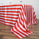 90"x132" | Stripe Satin Rectangle Tablecloth | Red & White | Seamless
