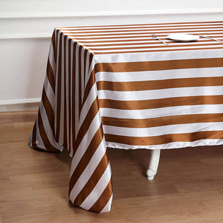 Create a Luxurious Atmosphere with the Gold/White Stripe Tablecloth