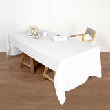 50"x120" White Polyester Rectangular Tablecloth