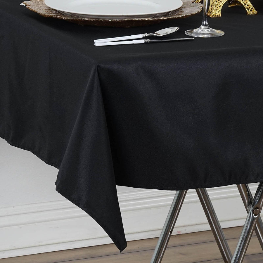 54 inch x 54 inch Black 200 GSM Seamless Premium Polyester Square Tablecloth